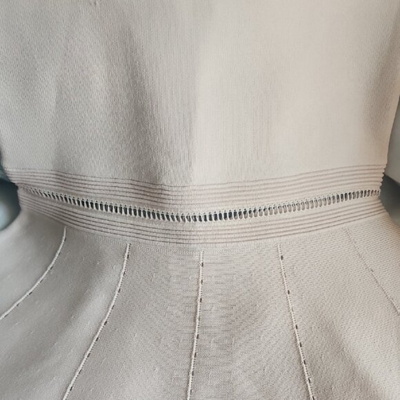 Sandro Paris Blush Pink Fit & Flare Knit Dress Short Sleeve A-Line - Picture 13 of 16